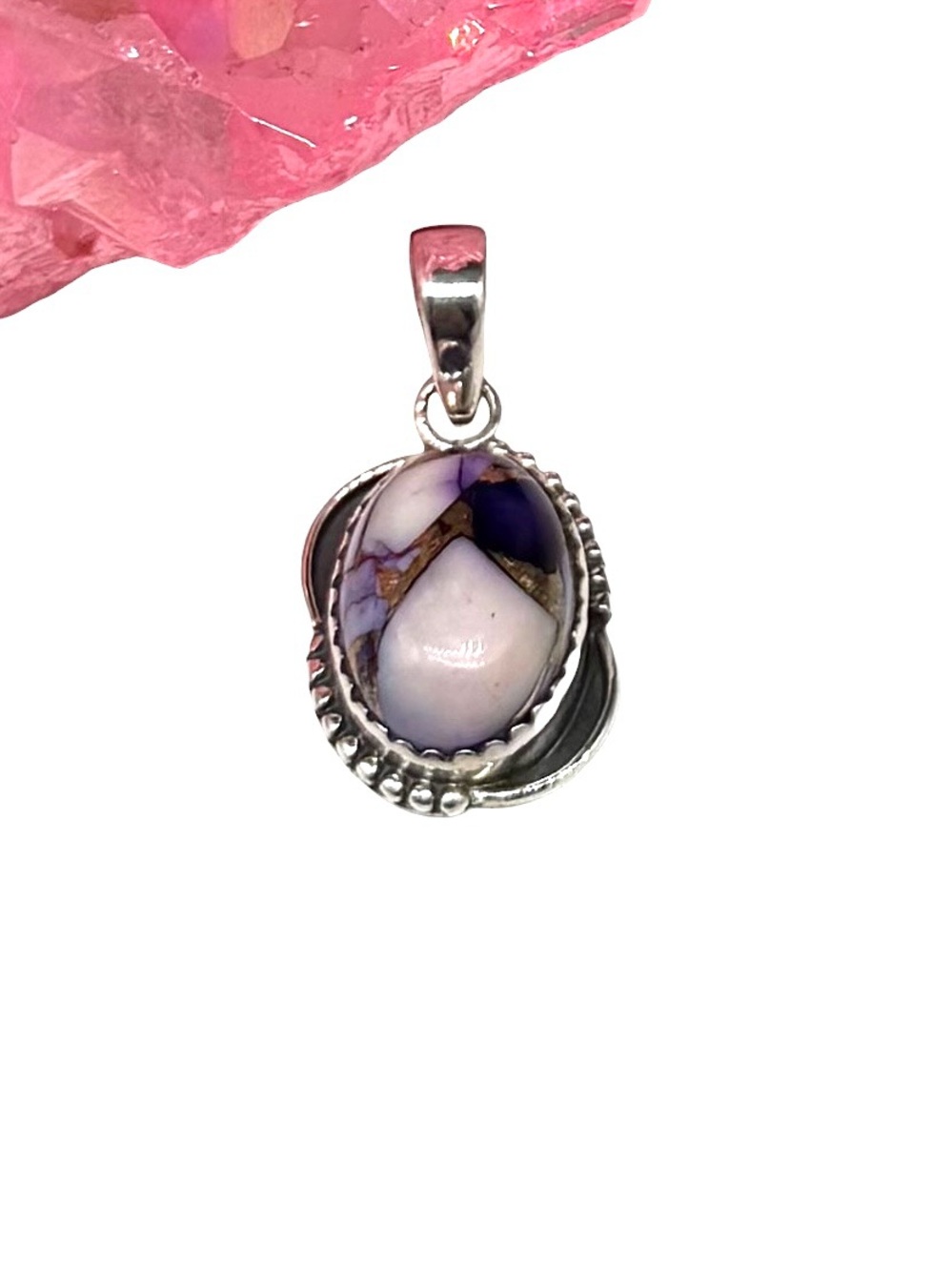 Violet Rose Dahlia Kingman Turquoise Necklace Pendant Solid 925 Sterling Silver